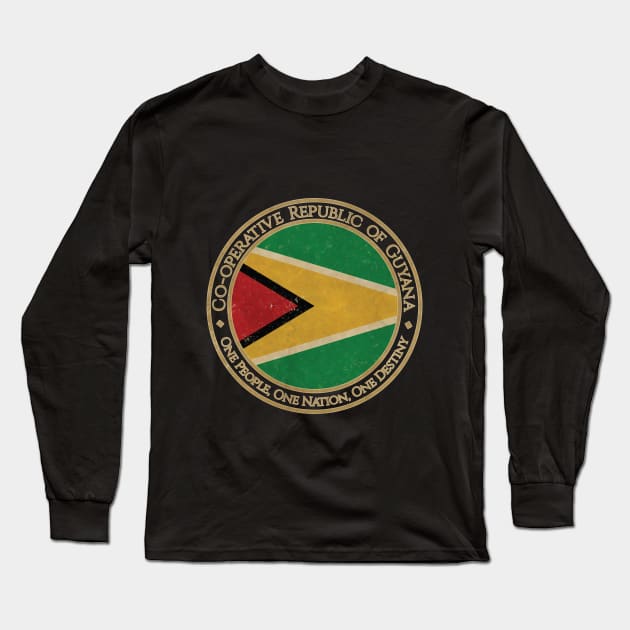 Vintage Co operative Republic of Guyana USA South America United States Flag Long Sleeve T-Shirt by DragonXX